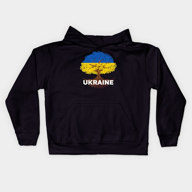 Ukraine Flag Tree Kids Hoodie by AllWellia